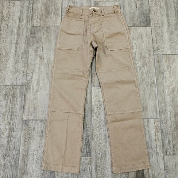 Madewell Garment-Dyed ’90s Straight Pant Womens 25P Sand Canvas Utility Minimal - Picture 1 of 10
